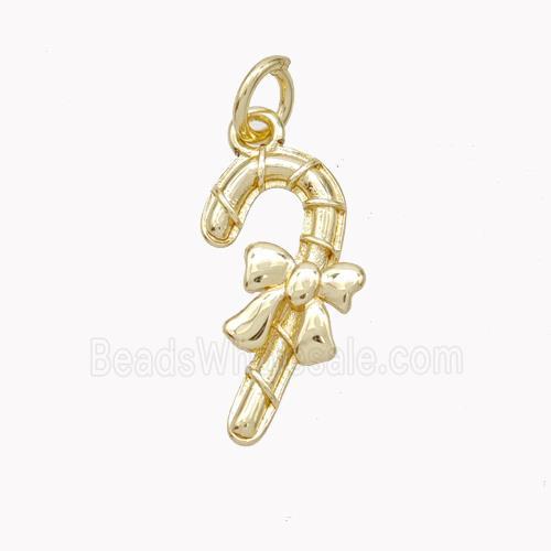 Christmas Candy Cane Charms Copper Pendant Gold Plated