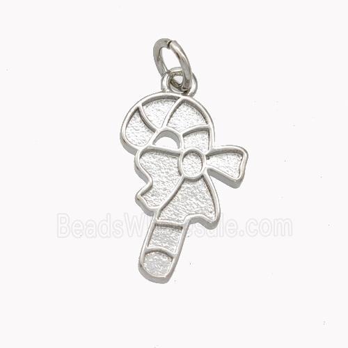 Christmas Candy Cane Charms Copper Pendant Platinum Plated