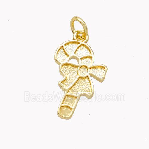 Christmas Candy Cane Charms Copper Pendant Gold Plated