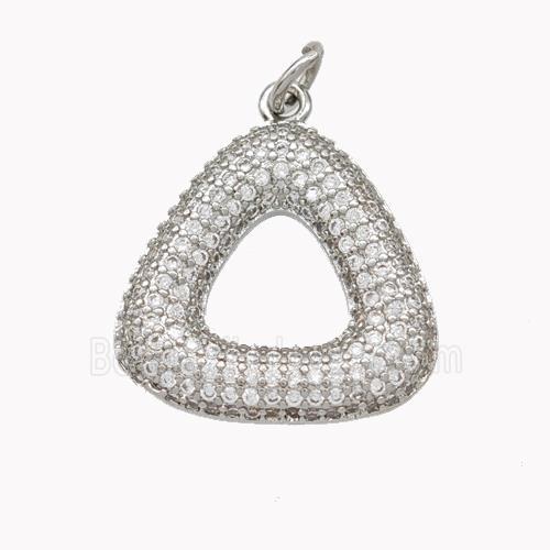 Copper Triangle Pendant Pave Zirconia Platinum Plated