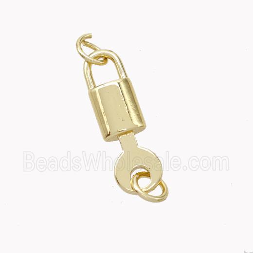 Copper Lock Key Pendant Gold Plated