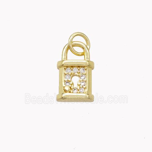 Copper Lock Pendant Pave Zirconia Gold Plated