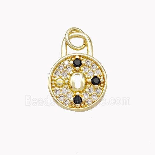 Copper Lock Pendant Pave Zirconia Gold Plated