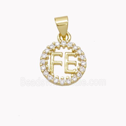 Copper FE Circle Pendant Pave Zirconia Gold Plated