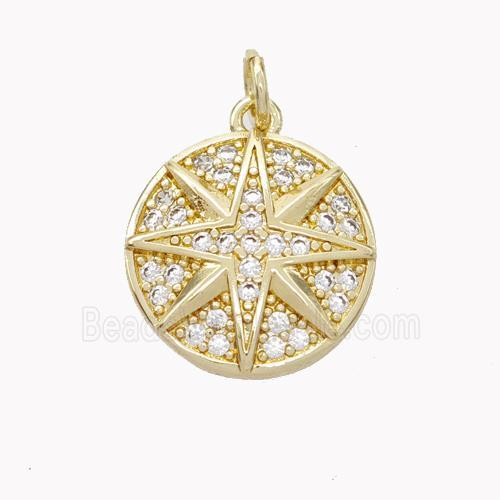 Copper Northstar Pendant Pave Zirconia Gold Plated