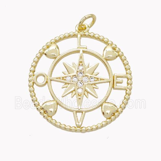 Copper Northstar Pendant Pave Zirconia LOVE Gold Plated