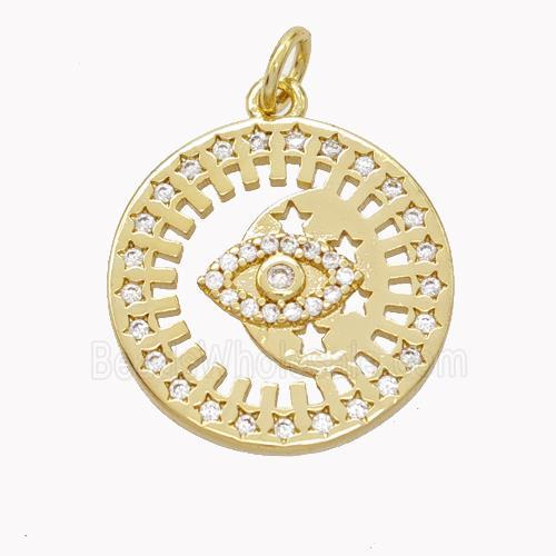 Copper Eye Pendant Pave Zirconia Circle Gold Plated