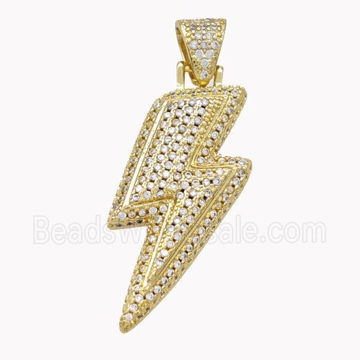 Copper Lightning Pendant Micropave Zirconia Gold Plated