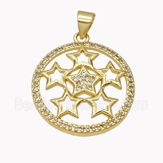 Copper Star Pendant Pave Zirconia Gold Plated