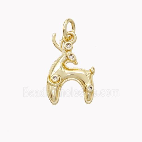 Copper Deer Pendant Pave Zirconia Gold Plated