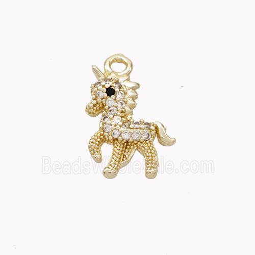 Copper Unicorn Charms Pendant Pave Zirconia Gold Plated