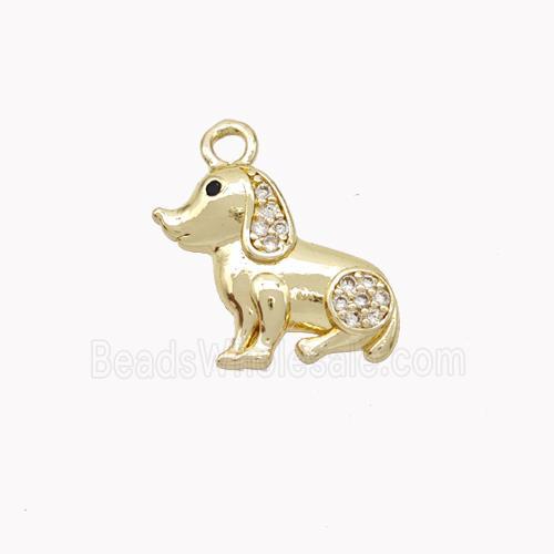 Copper Dog Pendant Pave Zirconia Gold Plated