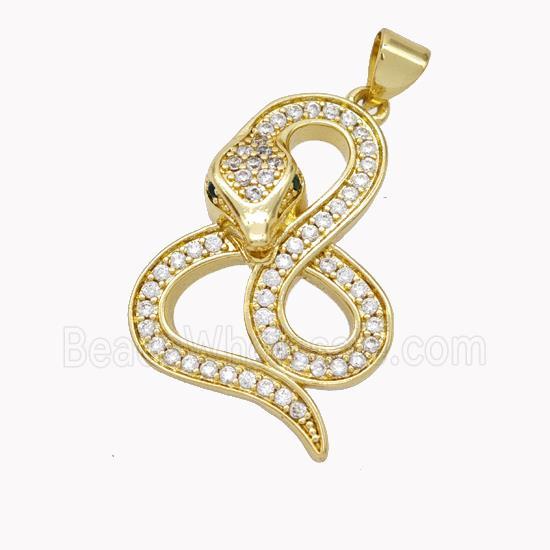Copper Snake Pendant Pave Zirconia Gold Plated
