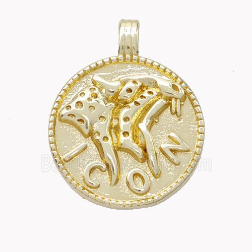 Copper Circle Coin Pendant ICON Gold Plated