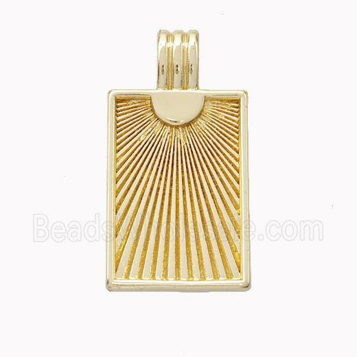 Copper Sun Ray Pendant Medallion Rectangle Gold Plated