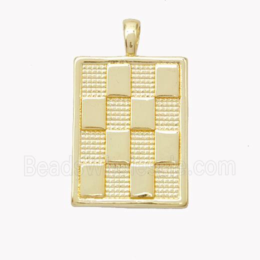 Copper Checker Pendant Rectangle Gold Plated