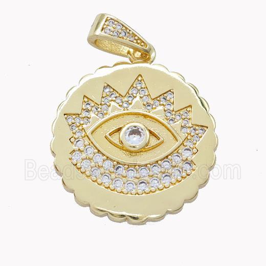 Copper Eye Pendant Pave Zirconia Gold Plated