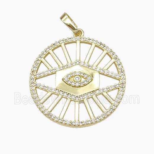 Copper Eye Pendant Pave Zirconia Gold Plated