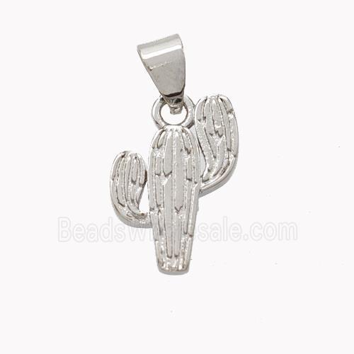 Copper Cactus Pendant Platinum Plated