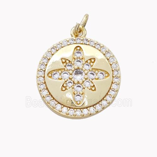 Copper Northstar Pendant Pave Zirconia Gold Plated