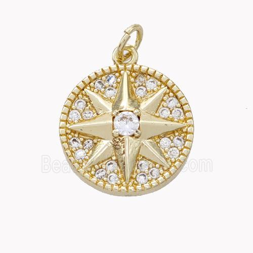 Copper Northstar Pendant Pave Zirconia Gold Plated