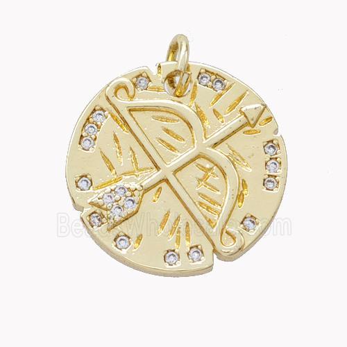 Copper Bow Arrow Pendant Pave Zircoina Gold Plated
