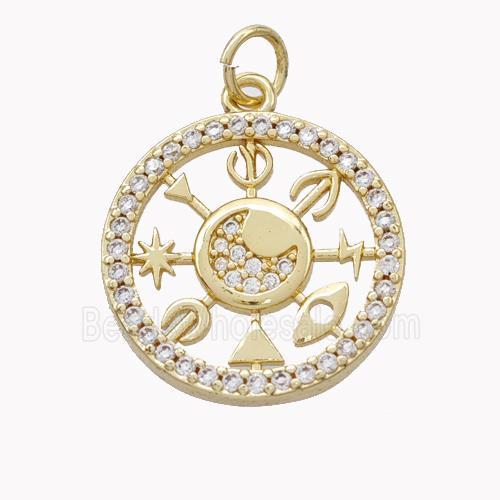 Copper Symbols Pendant Pave Zirconia Gold Plated