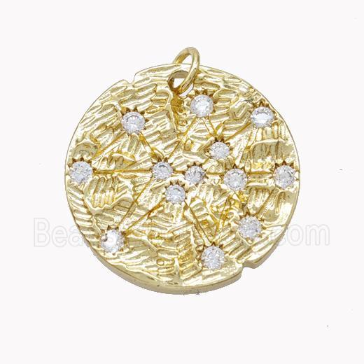 Copper Starmaps Charms Pendant Pave Zirconia Gold Plated