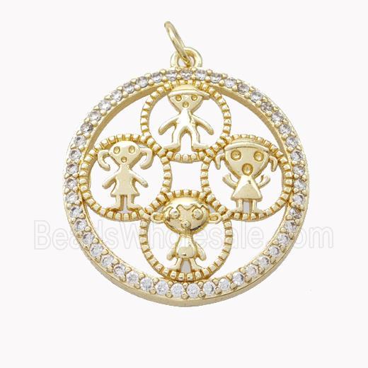 Copper Kids Pendant Pave Zirconia Gold Plated