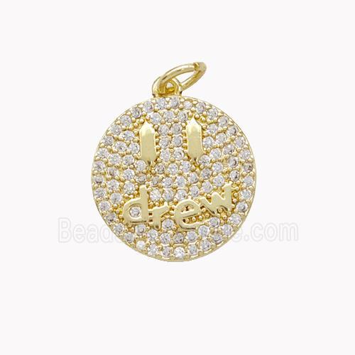 Copper Emoji Pendant Micropave Zirconia Drew Gold Plated