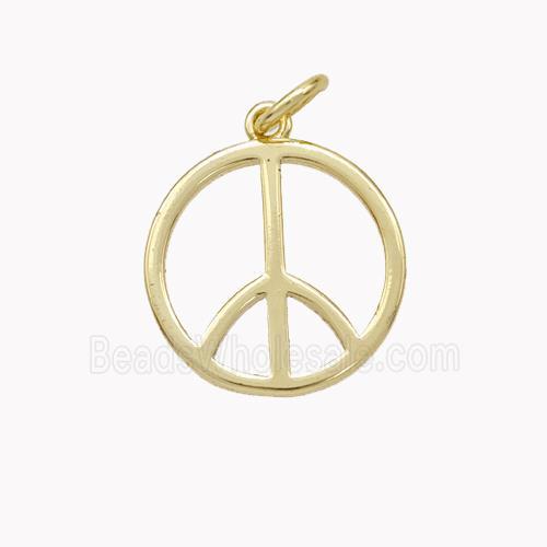 Copper Peace Sign Pendant Gold Plated