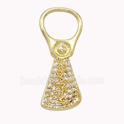 Copper Keychain Pendant Pave Zirconia Gold Plated
