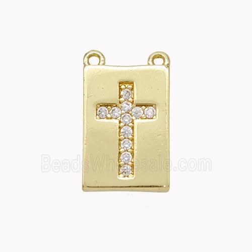 Copper Cross Pendant Pave Zirconia 2loops Gold Plated