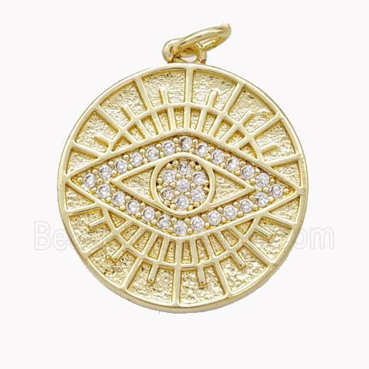 Copper Eye Pendant Pave Zirconia Gold Plated