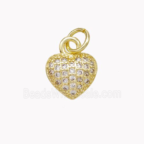 Copper Heart Pendant Micropave Zirconia Gold Plated