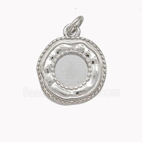 Copper Circle Pendant With Pad Cabochon Platinum Plated