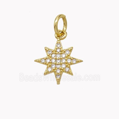 Copper Star Pendant Pave Zirconia Gold Plated