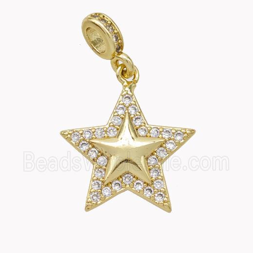 Copper Star Pendant Micropave Zirconia Gold Plated