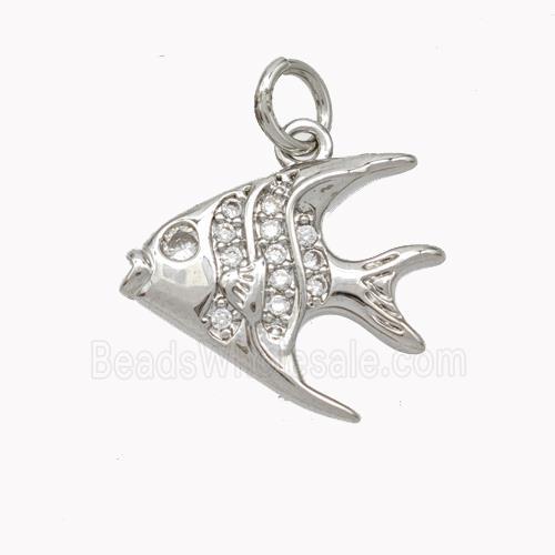 Copper Fish Pendant Micropave Zirconia Platinum Plated