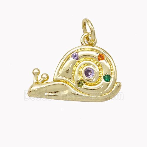 Copper Snail Pendant Pave Zirconia Gold Plated