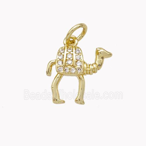 Copper Camel Pendant Pave Zirconia Gold Plated