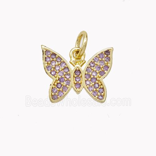 Copper Butterfly Pendant Pave Zirconia Gold Plated