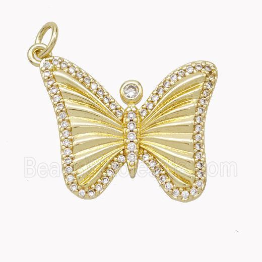 Copper Butterfly Pendant Pave Zirconia Gold Plated