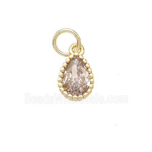 Copper Teardrop Pendant Pave Zirconia Gold Plated