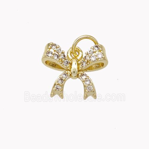 Copper Bowknot Pendant Pave Zirconia Gold Plated