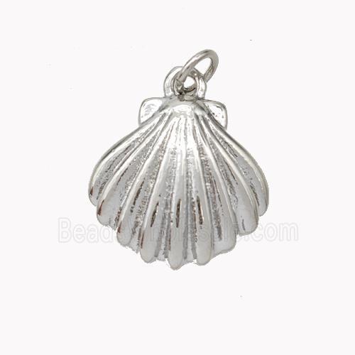 Copper Scallop Shell Pendant Platinum Plated