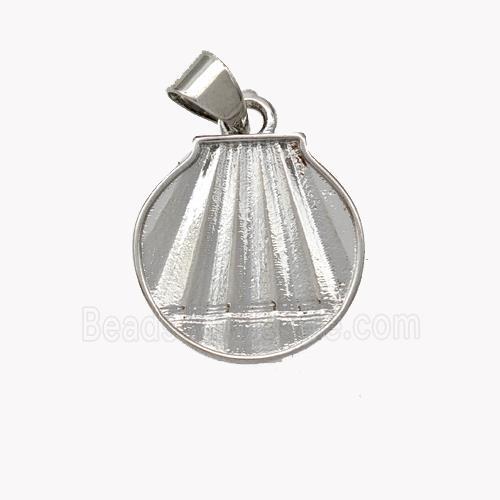 Copper Scallop Shell Pendant Platinum Plated