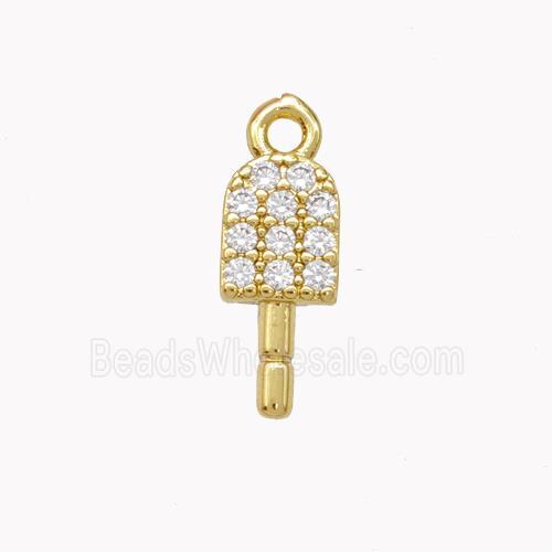 Ice Cream Charms Copper Pendant Pave Zirconia Gold Plated