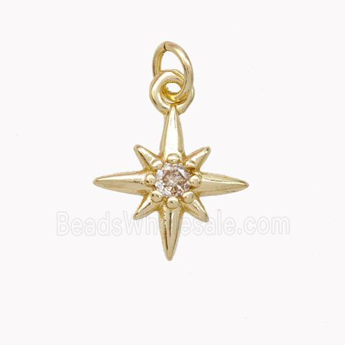 Copper Northstar Pendant Pave Zirconia Gold Plated