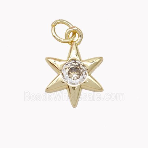 Copper Star Pendant Pave Zirconia Gold Plated